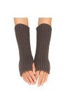 Femmes Automne Et Hiver Couleur Unie Multicolore Laine Longue Rayé Tricot Demi-Doigt Gants Mitaines Hommes Hiver Chaud, GY2.,