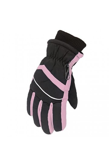 Gants dhiver dextérieur pour enfants garçons et filles - Coupe-vent - Chauds - Résistants - Gants de ski convertibles, rose