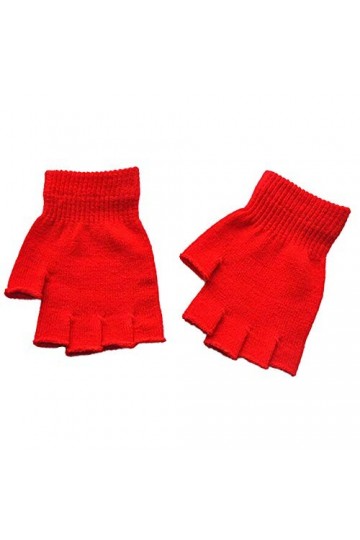 Mizily Mitaines tricotées pour femme - Mitaines thermiques - Tricot court - Mitaines monochromes - Pour adulte - Rouge - Tail