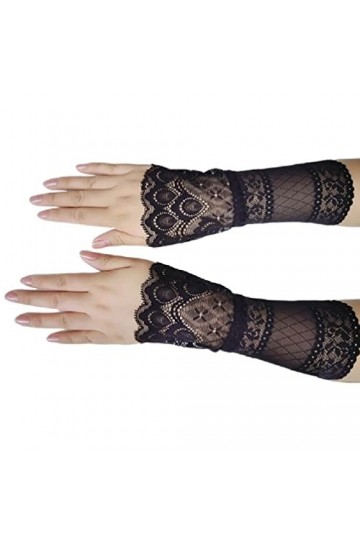 Femmes Mariée Gants Courts Discothèque Creux Voir À Travers des Gants en Résille Pole Dance Gants sans Doigts Floral Maille M