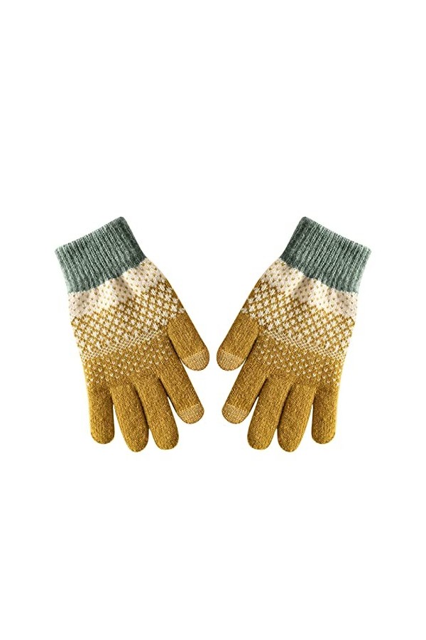 YANFJHV Gants dhiver pour femme - Gants chauds en tricot - Manchette élastique - Gants pour homme - Gants SMS - Gants pour a