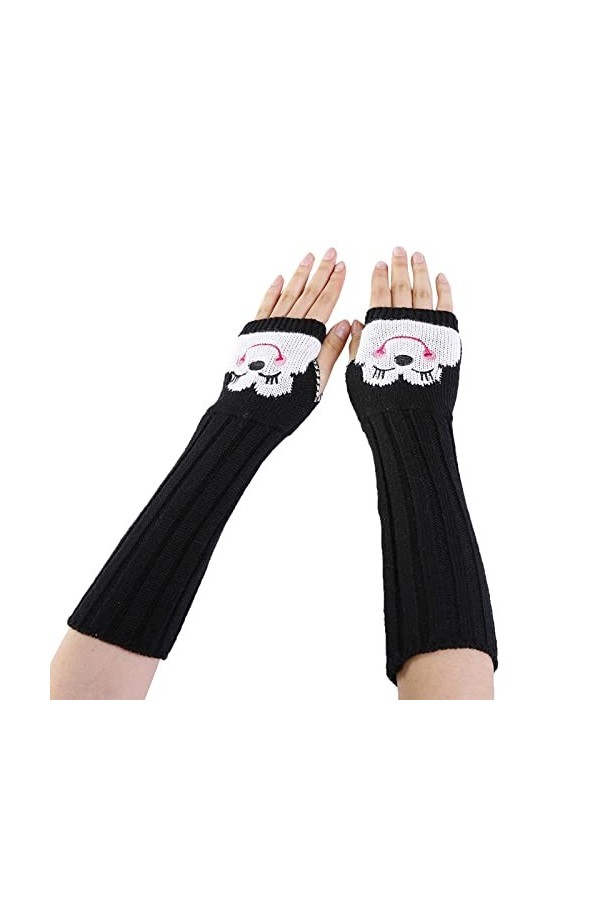 Gants dhiver pour femme - Gants dhiver tricotés sans doigts - Chauffe-pouls gothique - Accessoire cosplay - Bras et jambes 