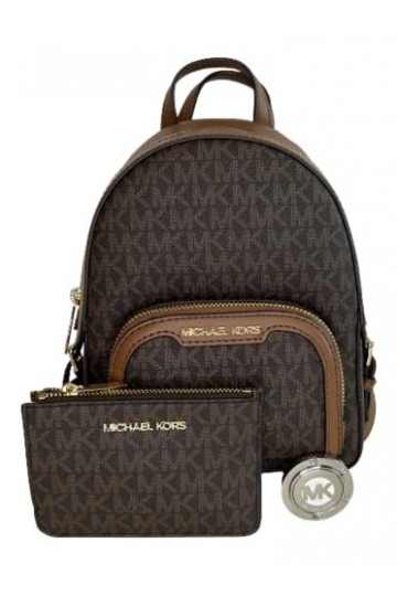 Michael Kors Jaycee Sac à dos convertible XS avec poche zippée et crochet pour porte-monnaie SM TZ, Signature Mk Brown, Large