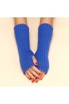 UnoSheng Norwegian Gloves Femmes Automne et Hiver Uni Laque Multicolore Laine Longue Rayure Demi-Doigts Mitaines Mitaines Ble