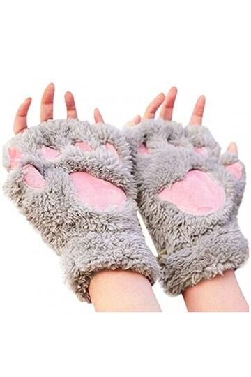 Mitaines Demi-Doigts Chat Ours Chauds Femmes Caricature Mignon Gants Griffes Épais Gants Gants Polaire Patte Gants Gants Hall