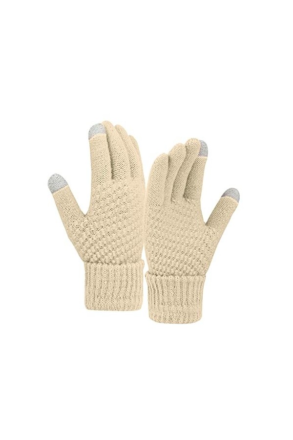 TDEOK Gants dhiver chauds en laine pour femme, couleur unie, polaire, tricotés, résistants au froid, manchons pour femme, no