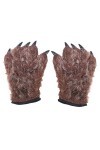 UIFLQXX Gants dHalloween décoratifs loup-garou orang-outan gants pour femme, marron, taille unique
