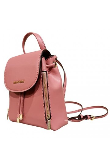 Michael Kors Phoebe XS Sac à dos en cuir lisse avec cordon de serrage Rose, rose, MINI, Mini sac à dos