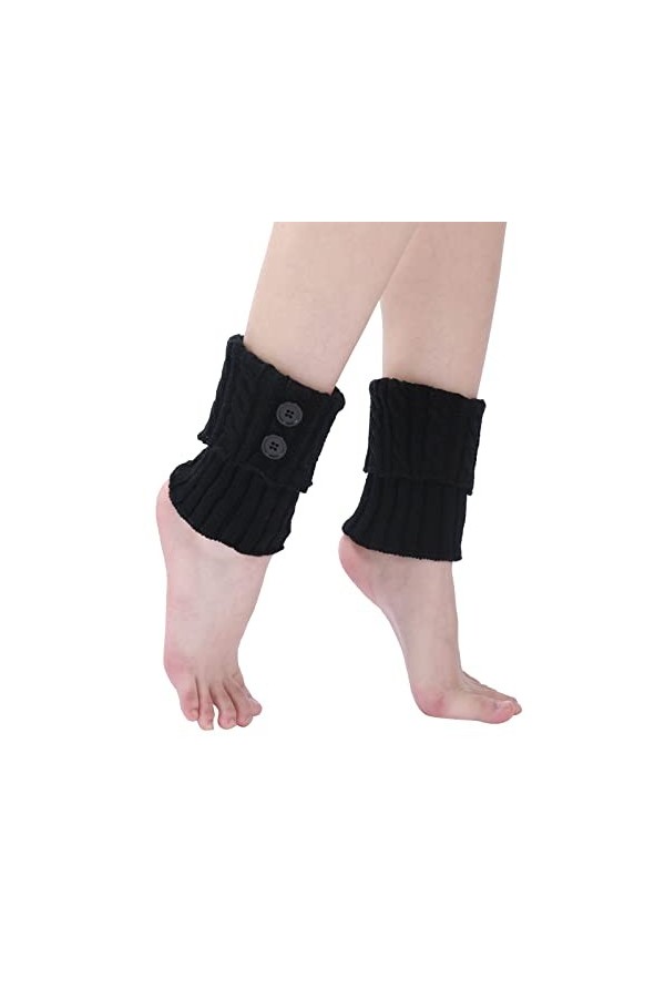 TDEOK Pieds secs Gants acryliques confortables Câble épais Moufles chaudes pour femmes Chaussettes chauffantes 38, Noir , tai