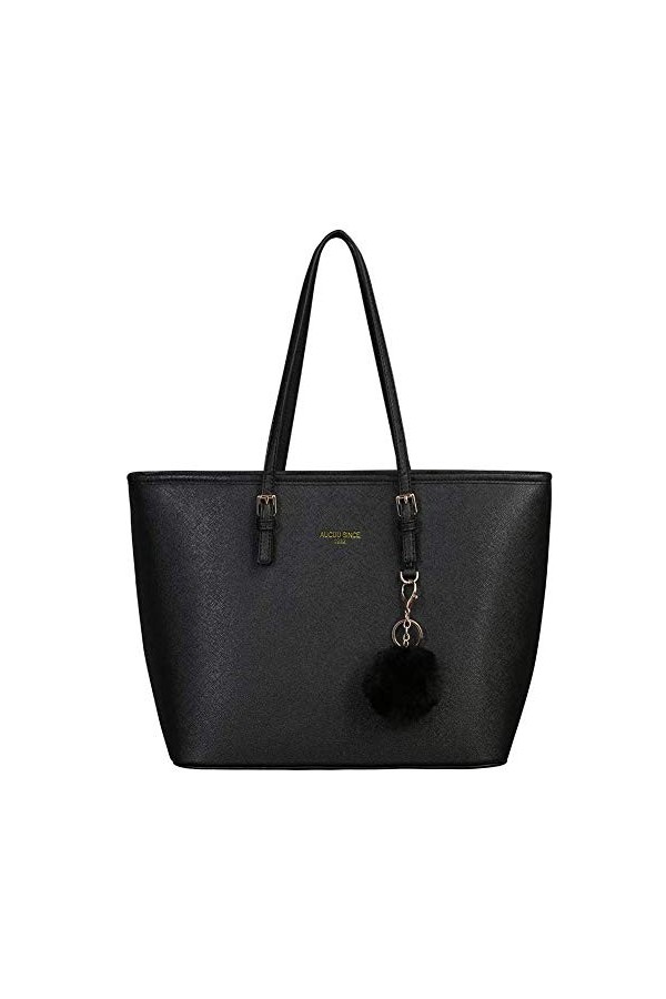URAQT Cabas Femme, Sac à Main, Fourre-Tout Cuir PU Rigide, Grand Format et Capacité, Shopper Porté Epaule Bandoulière, A4