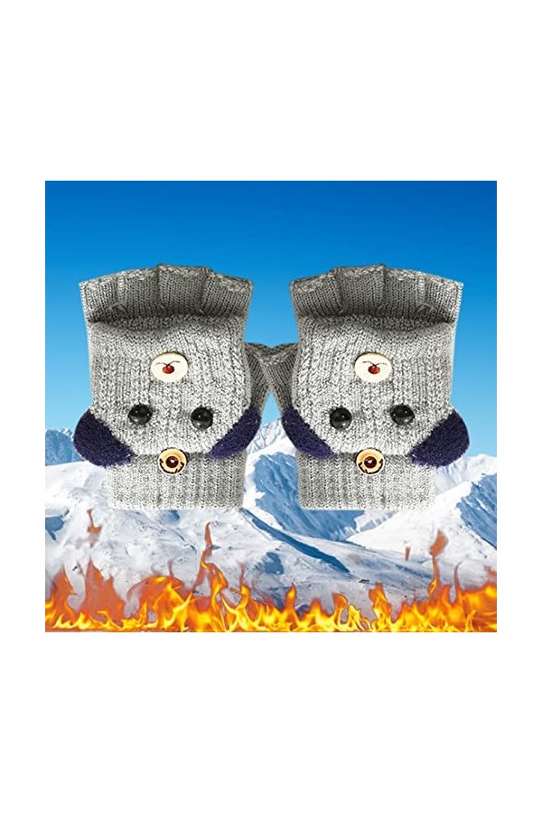 Générique Gants Tactiles Femme Homme Hiver Chaud Gants Convertibles pour Enfants avec Dessus Chaud sans Doigts Plume Gants Lo