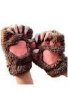Caxndycing Gants en polaire pour femme - Mitaines dhiver en forme de patte de chat - Moufles chaudes - Pour lextérieur - Ch