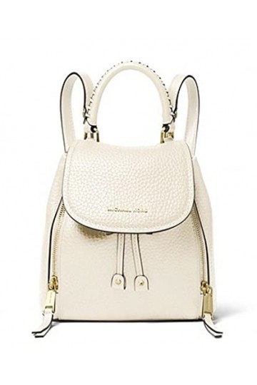 Michael Kors Viv Sac à dos en cuir grainé pour femme Crème Taille XS, crème, Extra small, Cordon de serrage