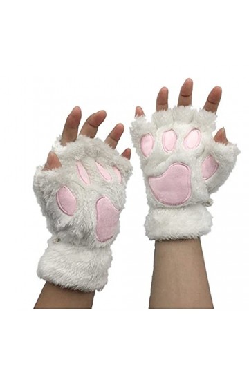 Gants en polaire pour femme - Mitaines dhiver - En forme de patte de chat - Moufles en peluche - Mitaines mignonnes de dessi