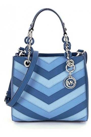 Michael Kors Cynthia Chevron Sac à dos Motif Nord-Sud Bleu ciel/argenté, bleu