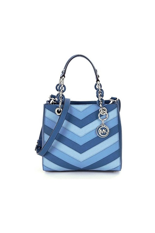 Michael Kors Cynthia Chevron Sac à dos Motif Nord-Sud Bleu ciel/argenté, bleu