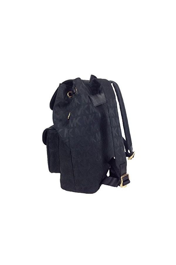 Michael Kors Jet Set Signature Sac à dos technique à grand rabat, noir, noir