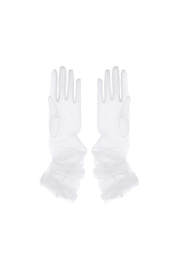 Gefomuofe Gants longs en tulle pour femme - Gants noirs - Gants dopéra pour femme - Gants longs en tulle pour mariage, fianç