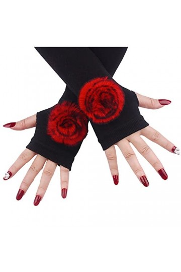 Gants pour femme - Gants peignés - Manches avec doigts - Longueur du couvercle - Trous en coton - Faux gants pour femme - Cha