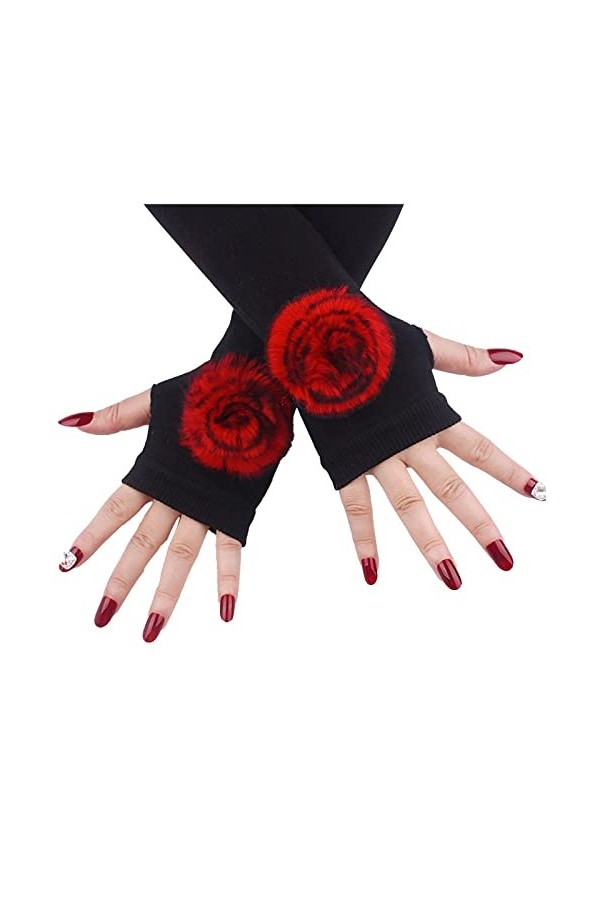 Gants pour femme - Gants peignés - Manches avec doigts - Longueur du couvercle - Trous en coton - Faux gants pour femme - Cha