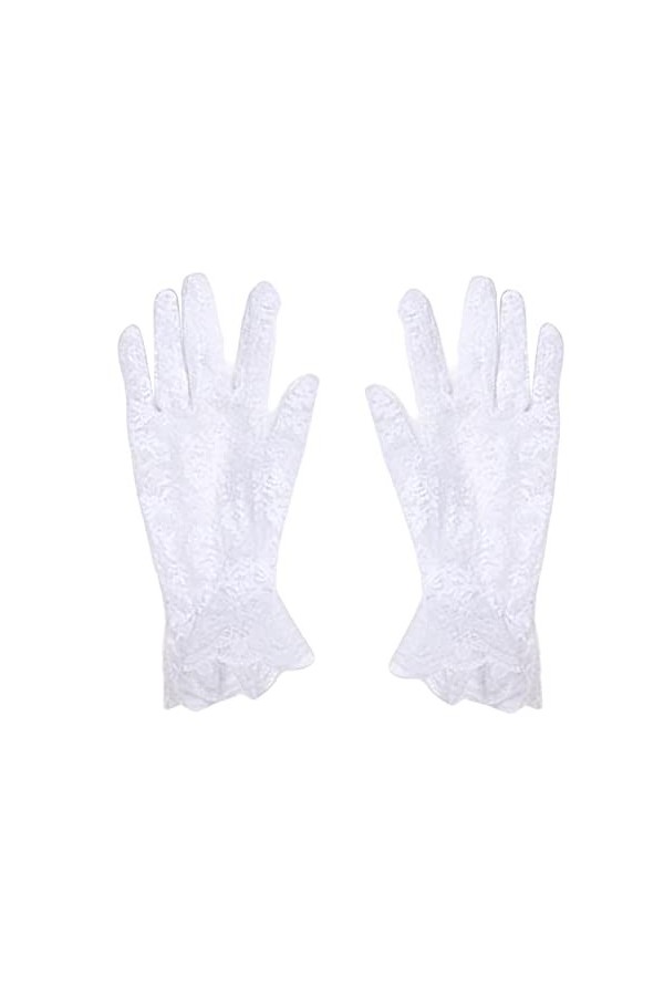 AFBORD 1 paire de gants de mariée en crochet avec motif floral, blanc, A