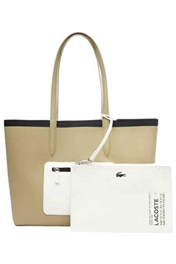 Lacoste Sac Tote Réversible Anna Seasonal Femme Brindille Farine Noir