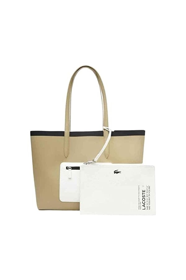 Lacoste Sac Tote Réversible Anna Seasonal Femme Brindille Farine Noir