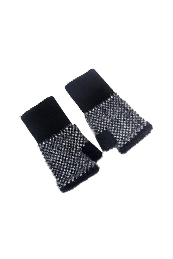 Manchettes chauffe-mains avec trou pour le pouce - Gants tricotés sans doigts - Gants sans doigts pour poignet - Mitaines tri
