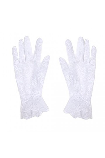 AFBORD 1 paire de gants de mariée en crochet avec motif floral, blanc, A