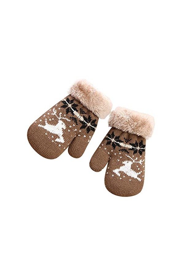 IQYU Gants Mignons et Moufles pour Garçons Moufles Épaissies Chaudes en Polaire Gants Hippie Costumes Femmes Robe, marron, ta