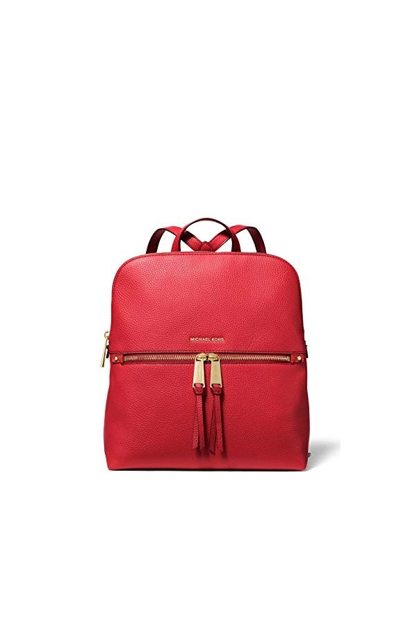 Michael Kors Rhea Sac à dos fin en cuir végan avec fermeture Éclair Rouge vif