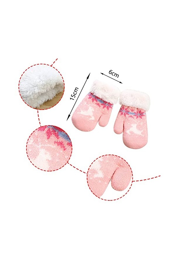 IQYU Gants Mignons et Moufles pour Garçons Moufles Épaissies Chaudes en Polaire Gants Hippie Costumes Femmes Robe, Rose, tail