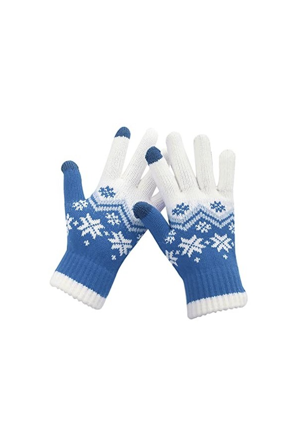Les femmes peuvent activer les gants décran Gants chauds en tricot extensible Moufles dhiver Garder au chaud Tricot Noël Fl
