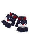 Gants dhiver pour enfants avec demi-doigt à rabat en tricot Petit renard Gants chauds Moufles pour femme pour temps froid