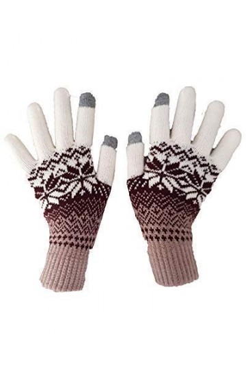 Neuf Jacquard pour Femme Modèle Tricoté Chaud Hiver Itouch Gants Noir Gris - Pierre/Crème, One Size