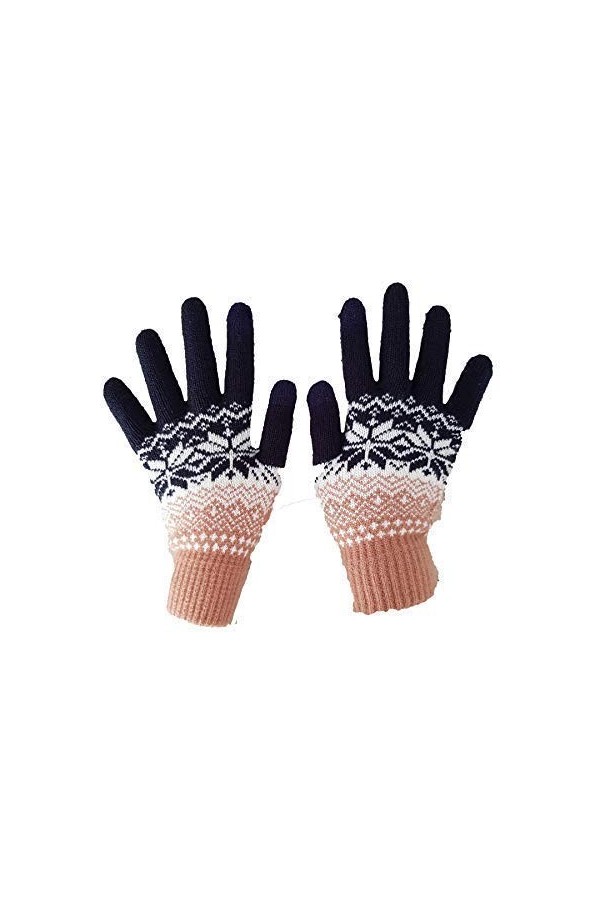 Neuf Jacquard pour Femme Modèle Tricoté Chaud Hiver Itouch Gants Noir Gris - Pierre/Crème, One Size