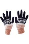 Neuf Jacquard pour Femme Modèle Tricoté Chaud Hiver Itouch Gants Noir Gris - Pierre/Crème, One Size