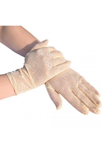 Mizily Gants respirants en dentelle pour femme avec écran tactile et trèfle à quatre feuilles - - taille unique