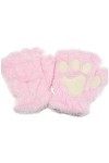 Dos-nu Mitaines en peluche chaude ours en peluche pour femme mignon gants épais gants polaires gants chauds hiver