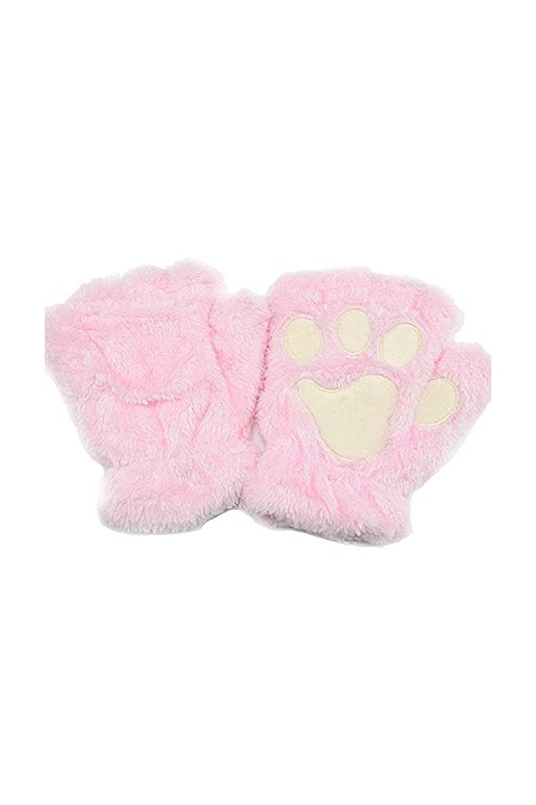 Dos-nu Mitaines en peluche chaude ours en peluche pour femme mignon gants épais gants polaires gants chauds hiver