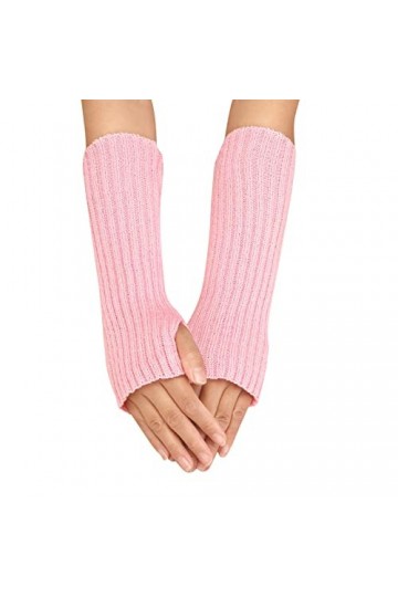 UnoSheng Gants Norvégiens Femme Automne et Hiver Uni Laque Multicolore Laine Longue Rayure Demi-Doigts Mitaines RD2 Taille Un