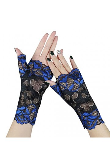 Gants pour femme Mode Sexy Demi-doigt Dentelle Respirant Gants courts Doigt ouvert Gants de conduite Gants de protection sola