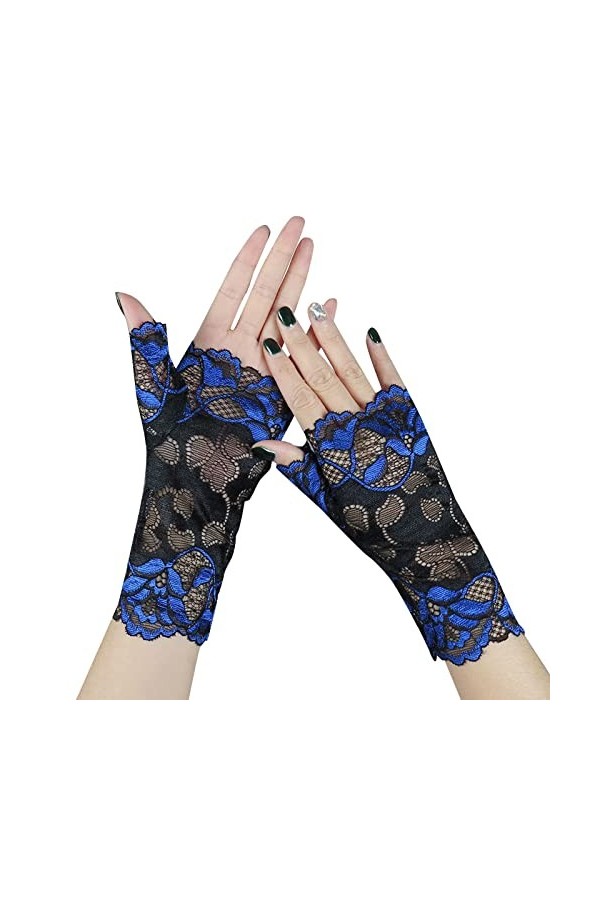 Gants pour femme Mode Sexy Demi-doigt Dentelle Respirant Gants courts Doigt ouvert Gants de conduite Gants de protection sola