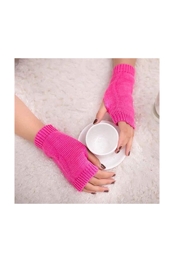 Mitaines en cachemire Mitaines chauffe-mains chauffe-mains avec trou pour les pouces Mitaines en tricot fin élastique Mitaine