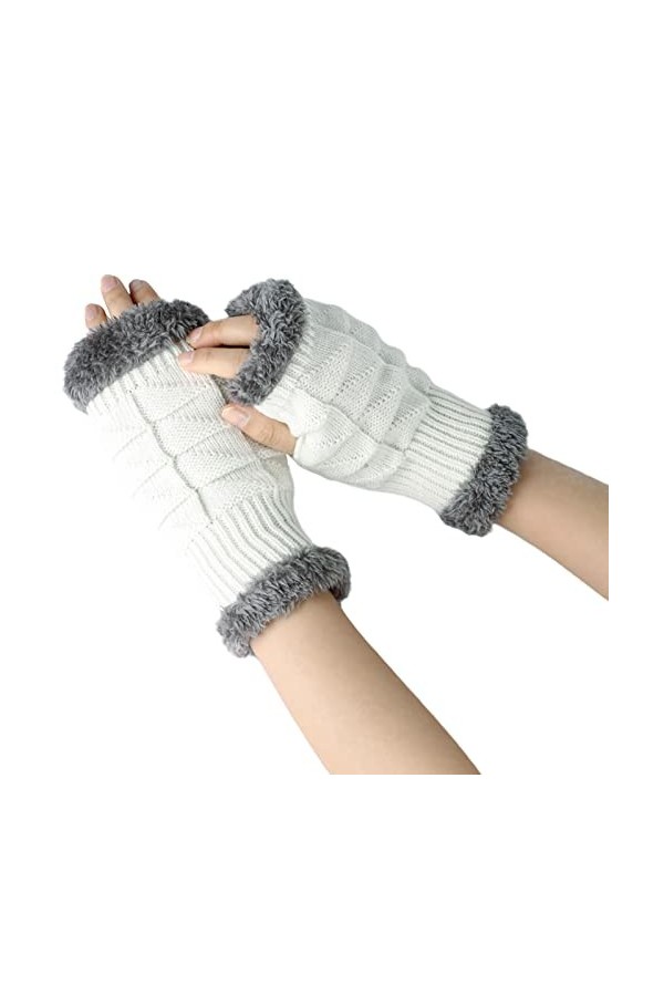 Mitaines dhiver pour femme Mitaines en tricot demi-doigts chauffe-mains tricotés doigts tricotés poignets mitaines dhiver e