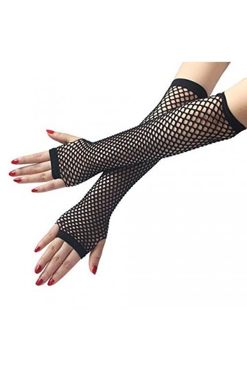 Gants Femme Gloves Punk Goth Lady Disco Danse Chic Dentelle Mesh Sans Doigts Résille Mitaines Douillettes Mitaines Noir 