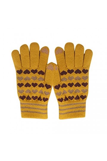 Les femmes peuvent activer les gants décran Gants chauds en tricot extensible Moufles dhiver Garder au chaud Tricot Cœur Im