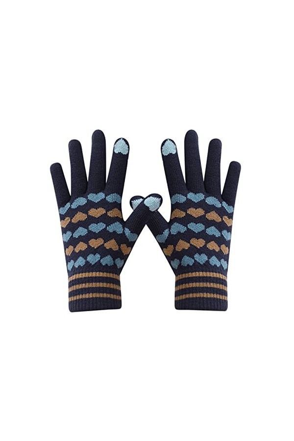 Les femmes peuvent activer les gants décran Gants chauds en tricot extensible Moufles dhiver Garder au chaud Tricot Cœur Im