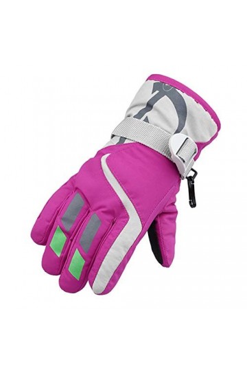 Moufles de neige pour filles et filles - Coupe-vent - Hiver - Garçons de ski - Gants pour enfants - Avec poche, rose vif, tai