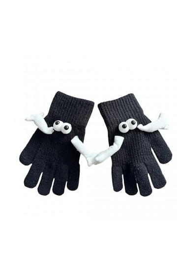 Carolilly Gants tricotés pour couple avec gros yeux 3D pour femmes et hommes, mitaines chaudes et mignonnes pour lautomne et